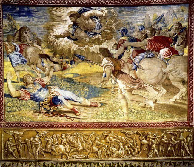 The Conversion of Saul, (St Paul) Tapestry. Vatican Museum, (s)، ایمان آوری سنت پل به مسیح