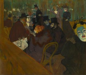 تصویری از نقاشی لوترک که در آن شب نشینی‌های مونمارتر نقش بسته